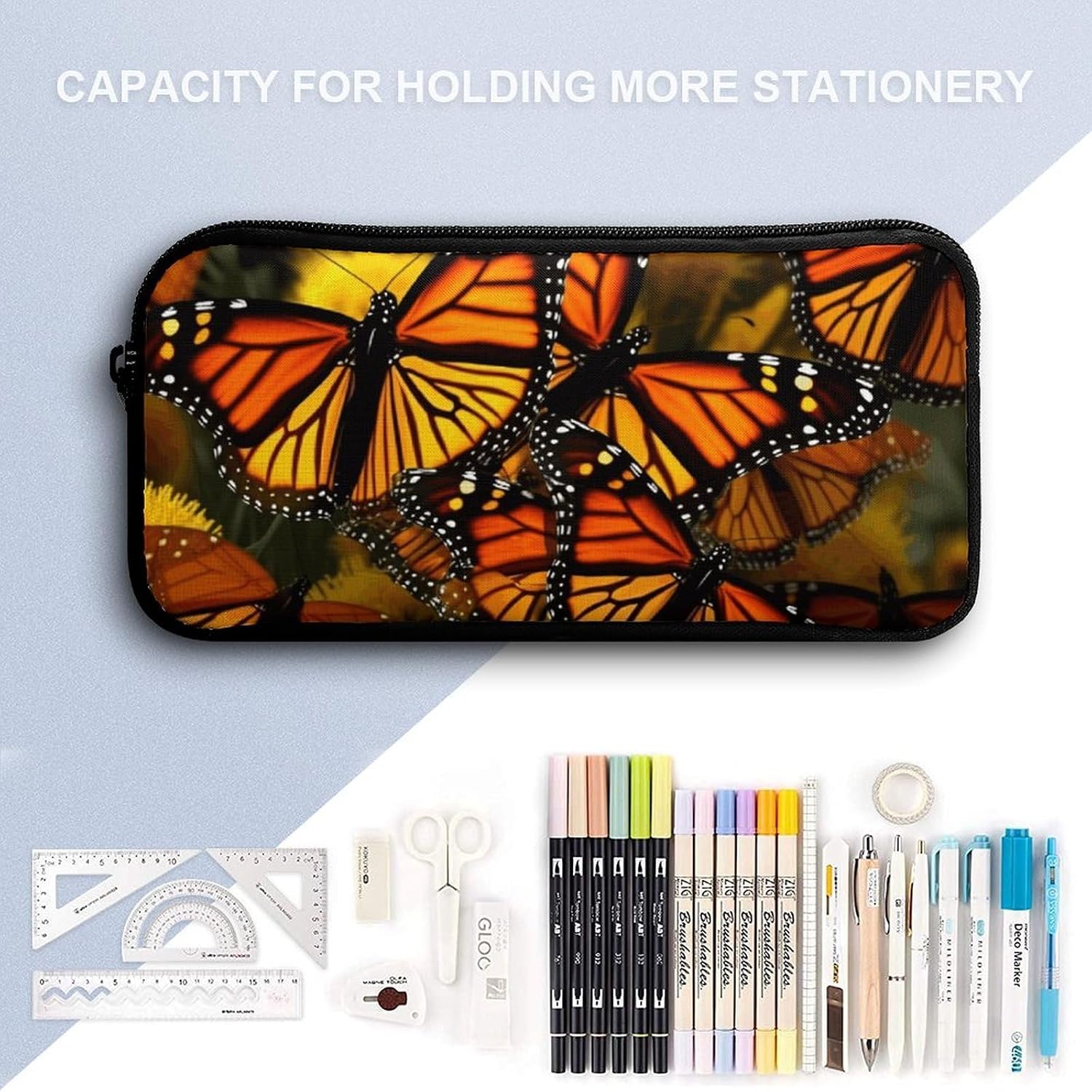 Monarch Butterflies Pencil Case Large Capacity Pencil Pouch image 3