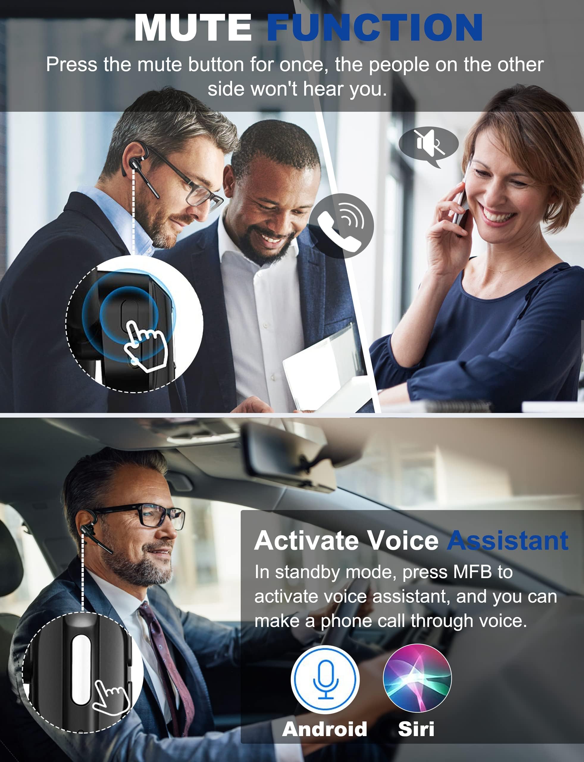 Auriculares Bluetooth V5.1, Auriculares inalámbricos con Estuche de Carga de la batería, Auricular Bluetooth con micrófono de cancelación de Ruido