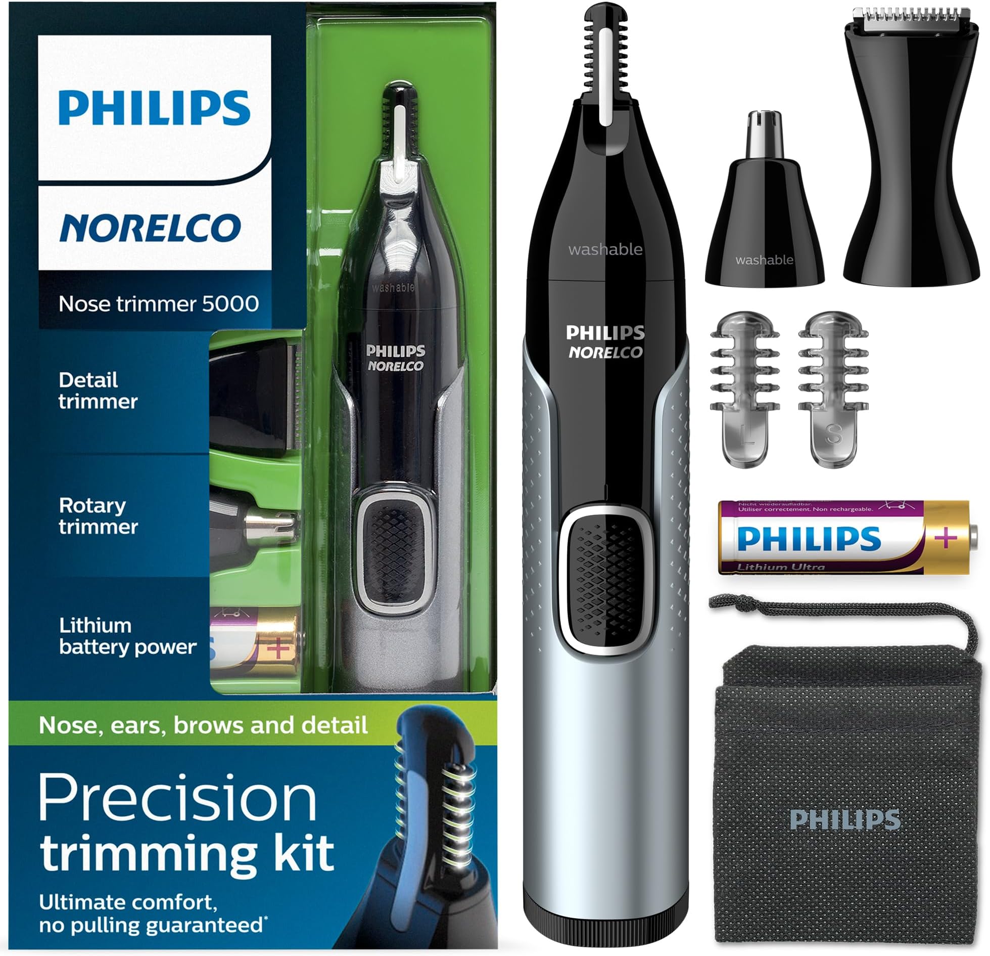 Amazon.com: Norelco Philips Nose Trimmer 5000, for Nose, Ears, Eyebrows ...