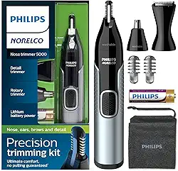 Philips Norelco Aparador de nariz 5000, para nariz, orelhas, sobrancelhas, preto e prata, NT5600/42