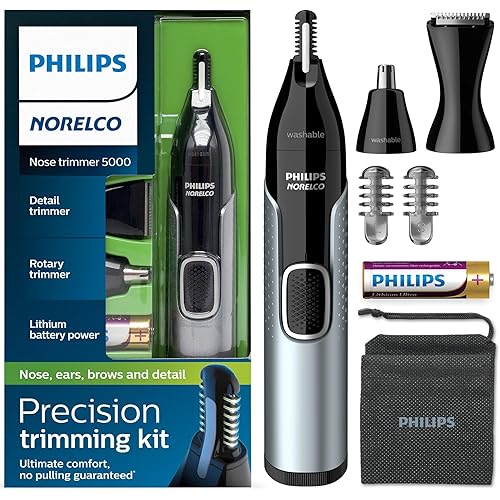 Philips Norelco Nose Trimmer 5000 for Nose, Ears, Eyebrows Trimming Kit, NT5600/42