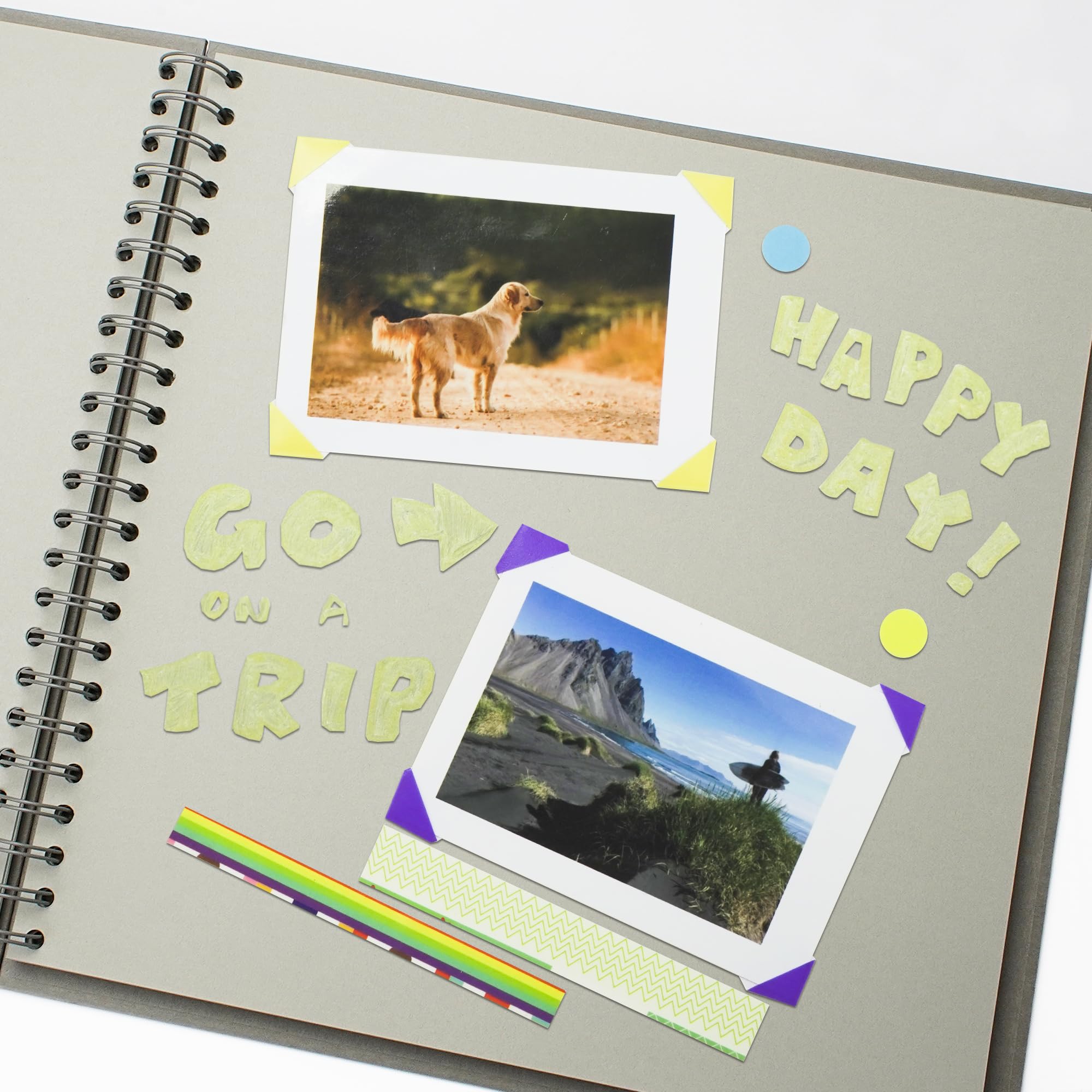 Album Fotografico Per Scrapbooking 25x25 Cm | Copertina Rigida In Lino Nero Con 20 Pagine (40 Facciate) E 306 Adesivi Per Angoli | Rilegatura A Spirale, Privo Di Acidi