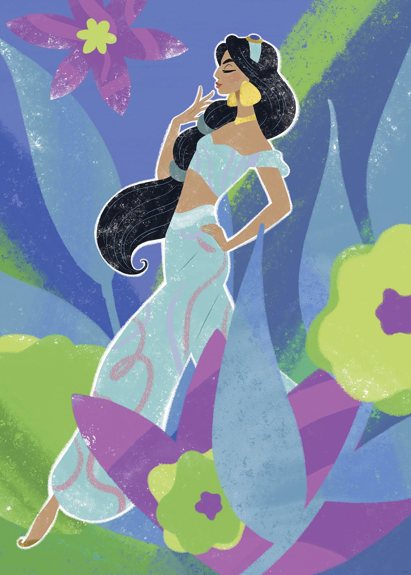 Komar Wall Picture Disney Princess Jasmine in Blue - Size 50 x 70 cm - Children's Room Wall Decoration