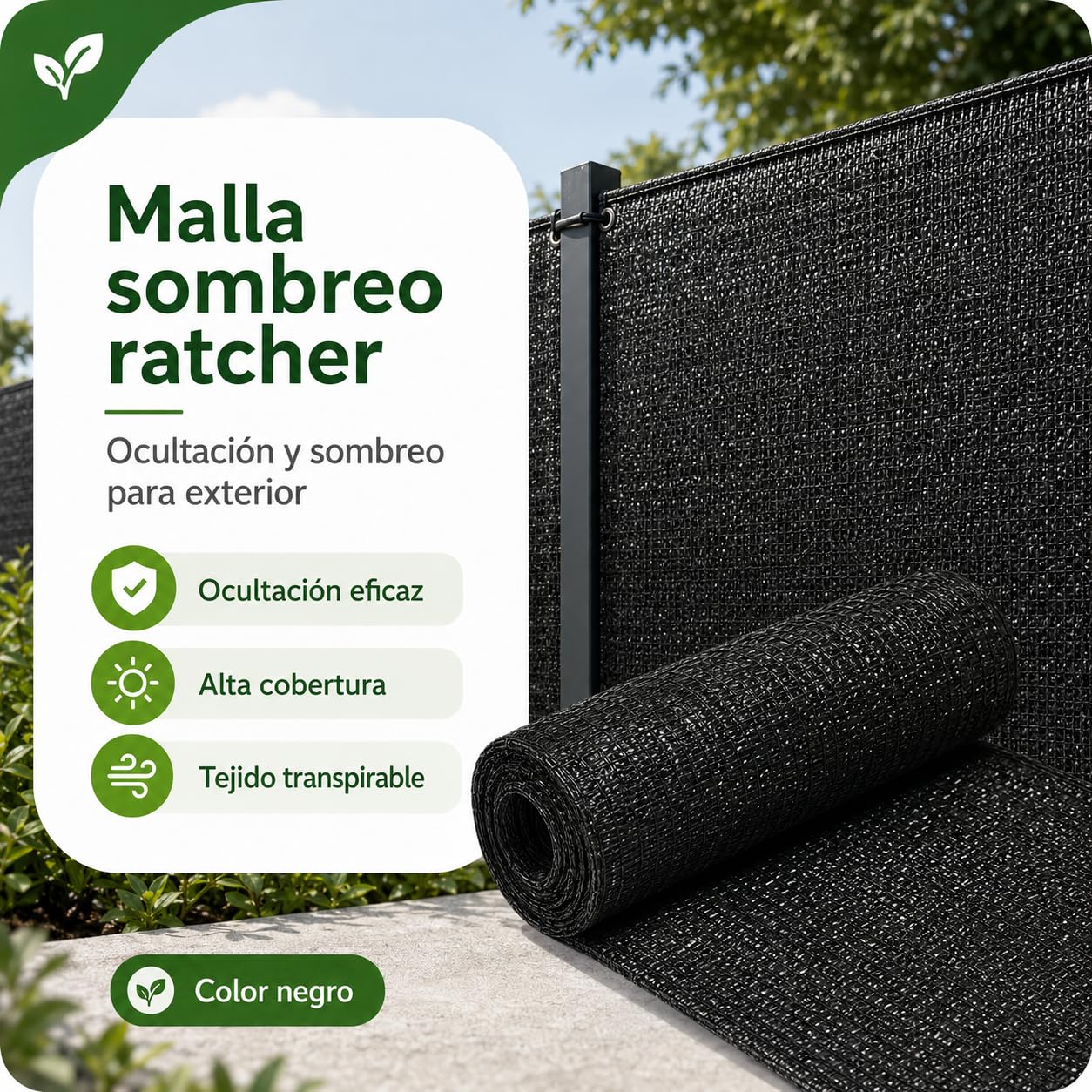 Mallas ocultación jardín Negra 2x100m, Malla Tipo Rachel sombreo, ocultación al 90%, Malla jardín Negra, Varias Medidas (2x100m, Negro)
