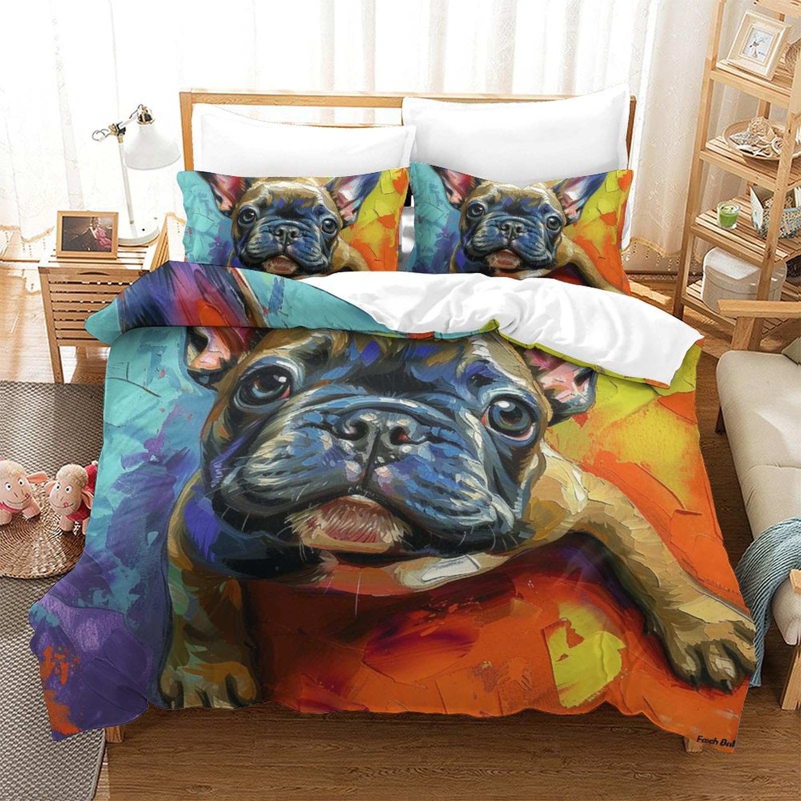 Housse de couette Bouledogue Français pour la décoration de la chambre King