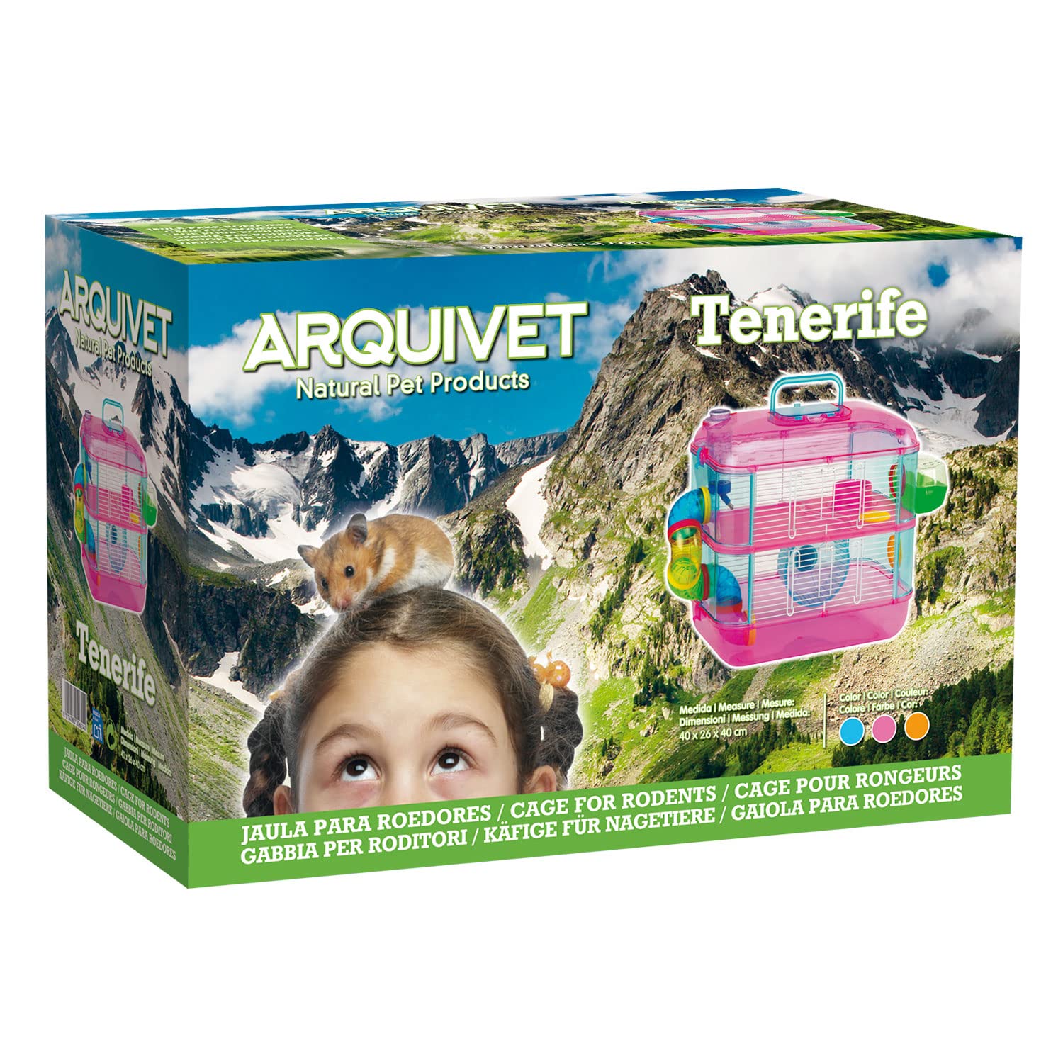 ARQUIVET Gabbia per piccoli roditori "Tenerife" - Casetta per criceti, topi, piccoli animali - Plastica resistente - Due piani - 40 x 26 x 40 cm