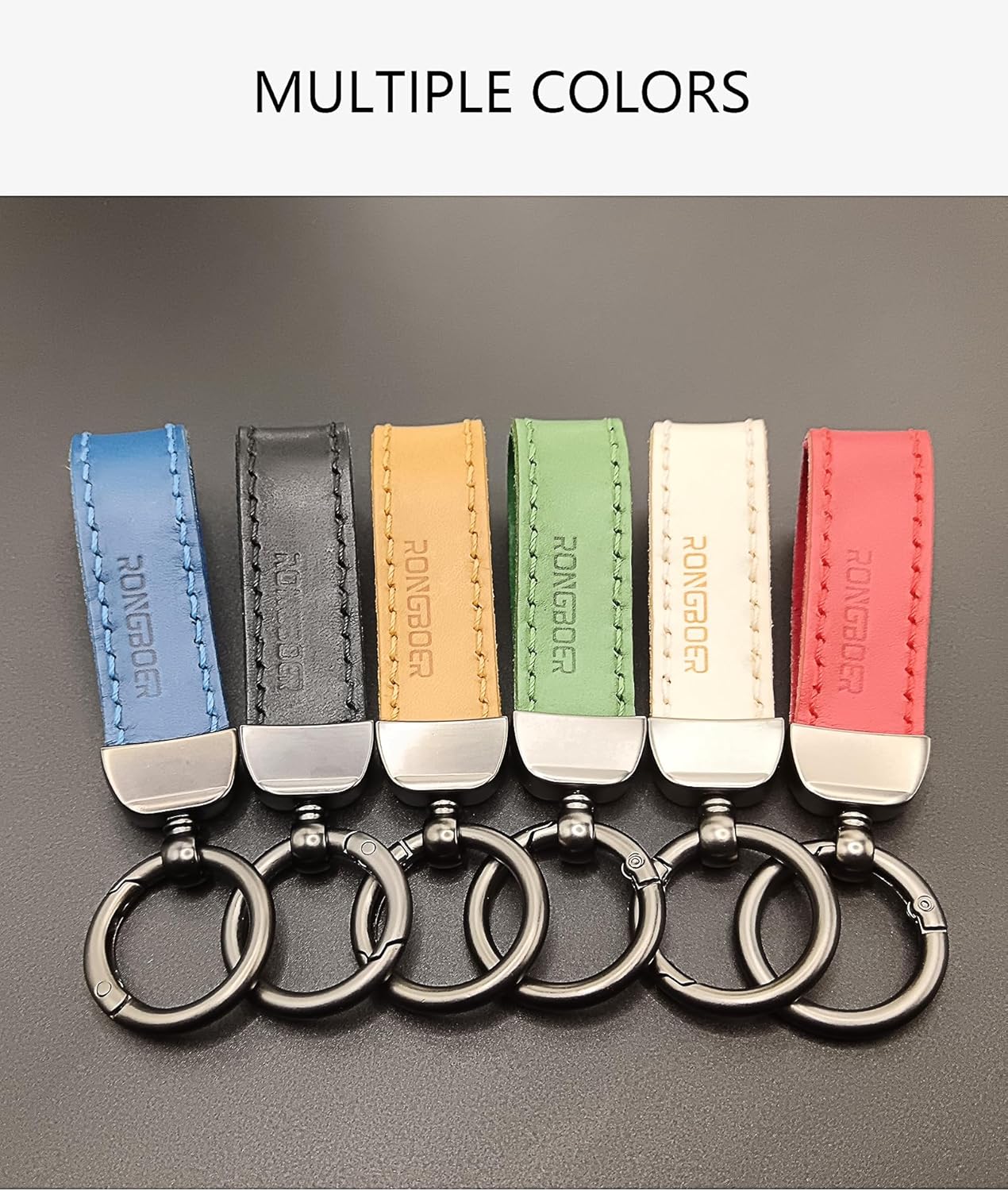 Handmade Double-Sided Cowhide Leather Keychain,Unique Car Key Chain Accessory,Vegetable-Tanned and Nubuck Leather,07 - Image 3