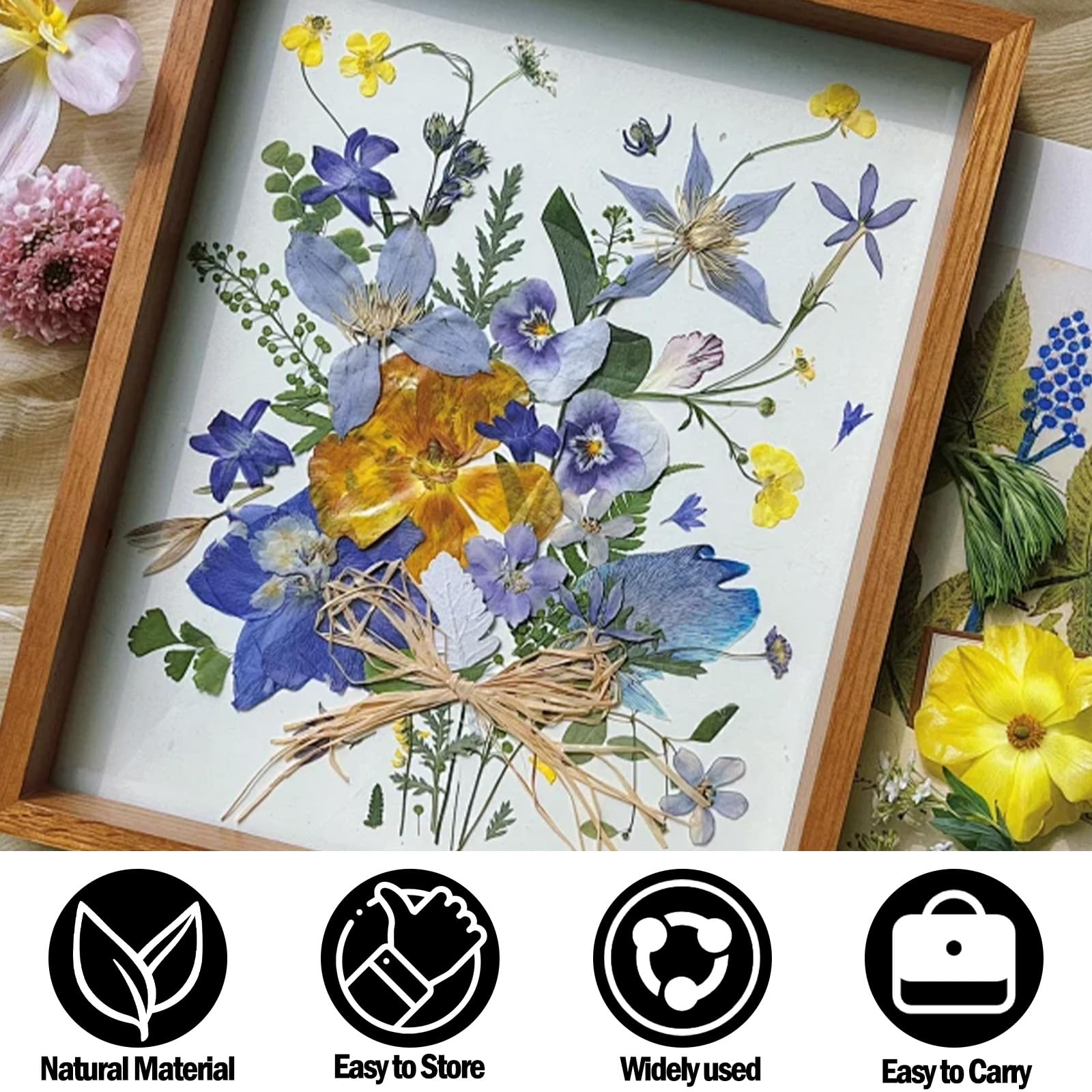 Fiori Secchi Per Resina 66 Pezzi - Decorazioni Pressate Per Candele E Craft - Foto 8