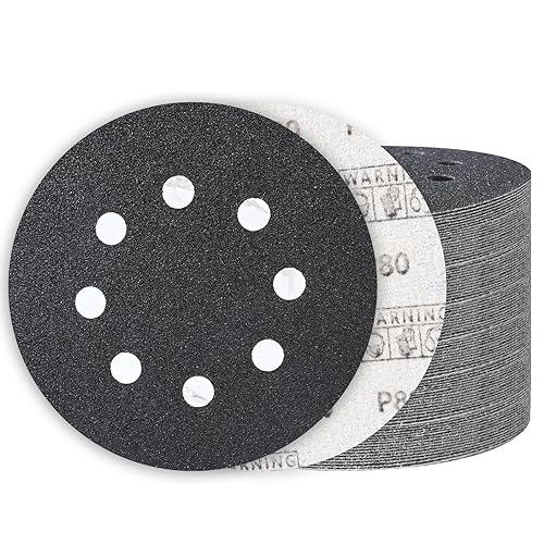 Miniatura 19 de 100 discos de lijado de gancho y bucle de 5 pulgadas, lijadora orbital húmeda y seca de 8 agujeros, papel de lija surtido de grano 80-5000, papel de