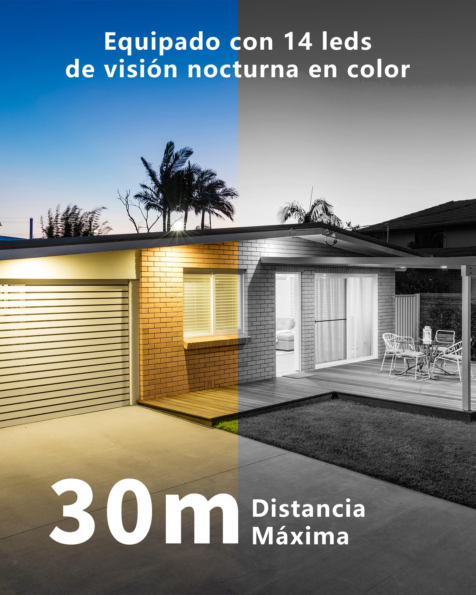 Reobiux Camara Vigilancia WiFi Exterior, Doble Lente, 6MP, 2.4/5Ghz Camara Vigilancia,360°, PTZ,Ethernet,Interior, Cable,Visión Nocturna Color,Two-Way Audio,Detección Humana,IP66