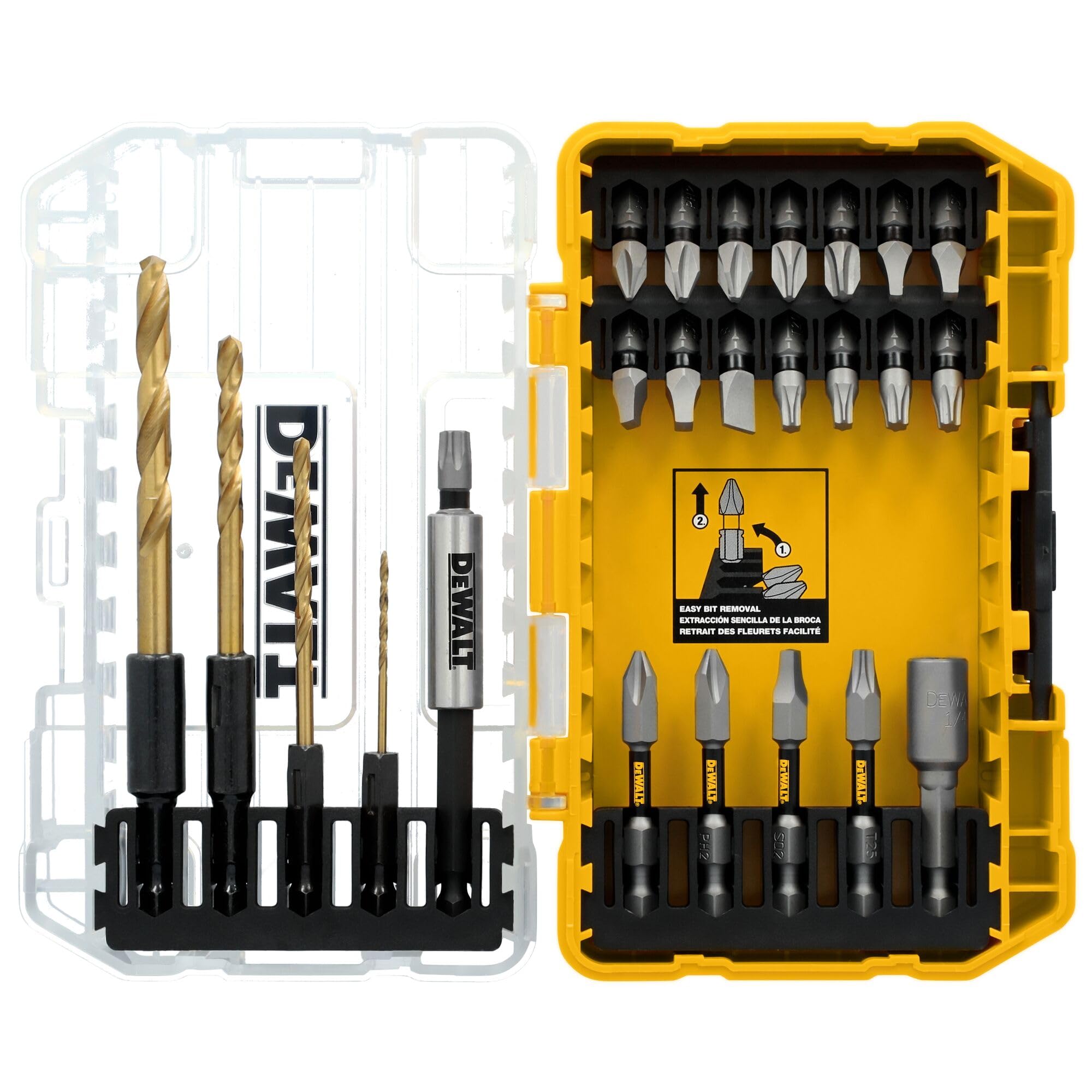 Tough Grip 27 Pc Screwdriver Bit Set and Impact Drill Driver Bit Set, Extra Durable Heavy Duty Torsion Zone Technology (DWAF2504TG)