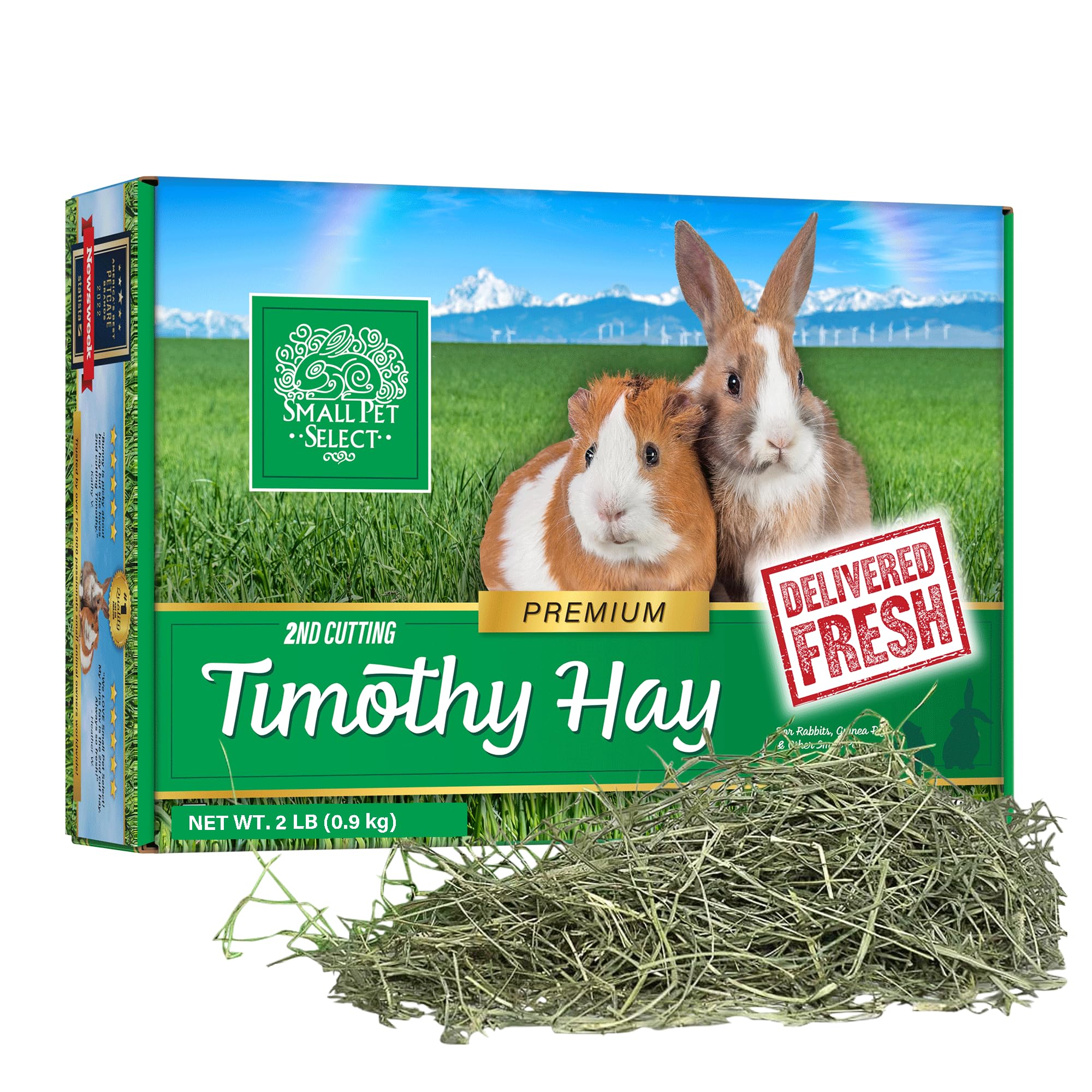 Small Pet Select 2nd Cutting Timothy Hay for Rabbit, Guinea Pig, Bunny, Chinchilla and Other Small Animals, Premium Natural Hay Grown in The US, Perfect Blend Pet Food, 2 LB (0.91kg)