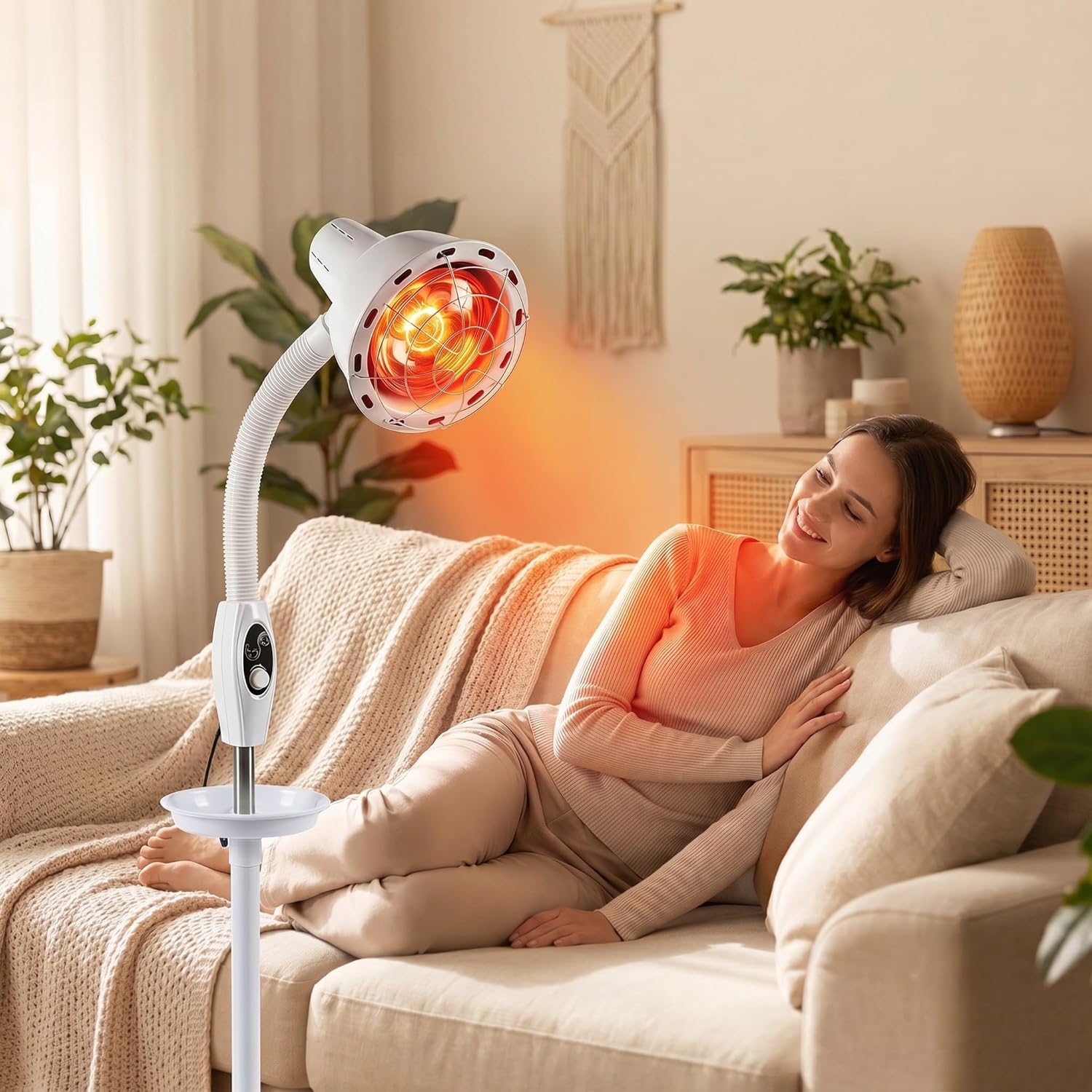 Infrared Heat Lamp, 275W Red Light Therapy Lamp - Near Infrared Heat Lamp with Adjustable Stand, Neck Shoulder Back Muscle Relaxation, Home Use