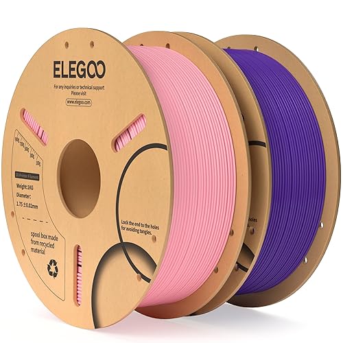 ELEGOO Filamento PLA de 0.069 pulgadas, color rosa y morado, 4.4 lbs, precisión dimensional +- 0.001 in, paquete de 2 carretes de cartón de 2.2