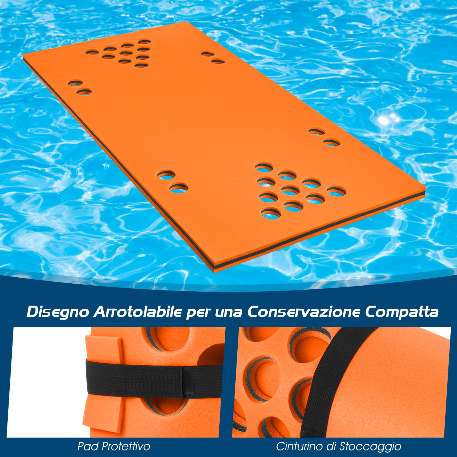 Tappetino Galleggiante Per Piscina 180x55 Cm - In Schiuma XPE Portatile E Resistente Ai UV - Foto 4