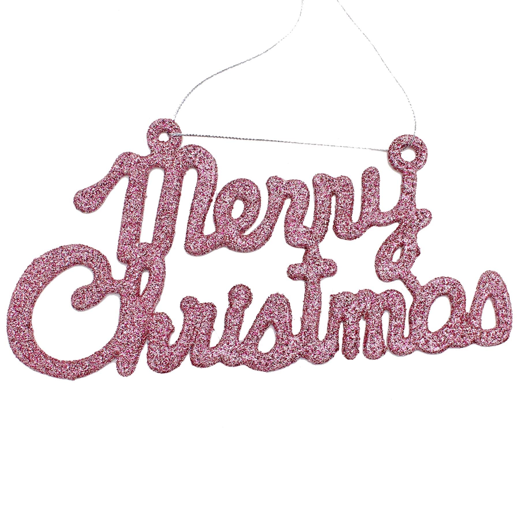 Widdle Gifts Pink Merry Christmas Glitter Hanging Sign Decoration - 4704