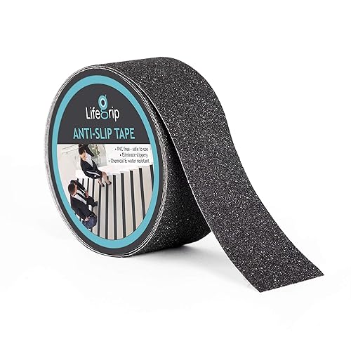 Miniatura 159 de Cinta de tracción antideslizante, 12 pulgadas x 30 pies, mejor agarre, fricción, adhesivo abrasivo para escaleras, peldaños en pisadas, interiores