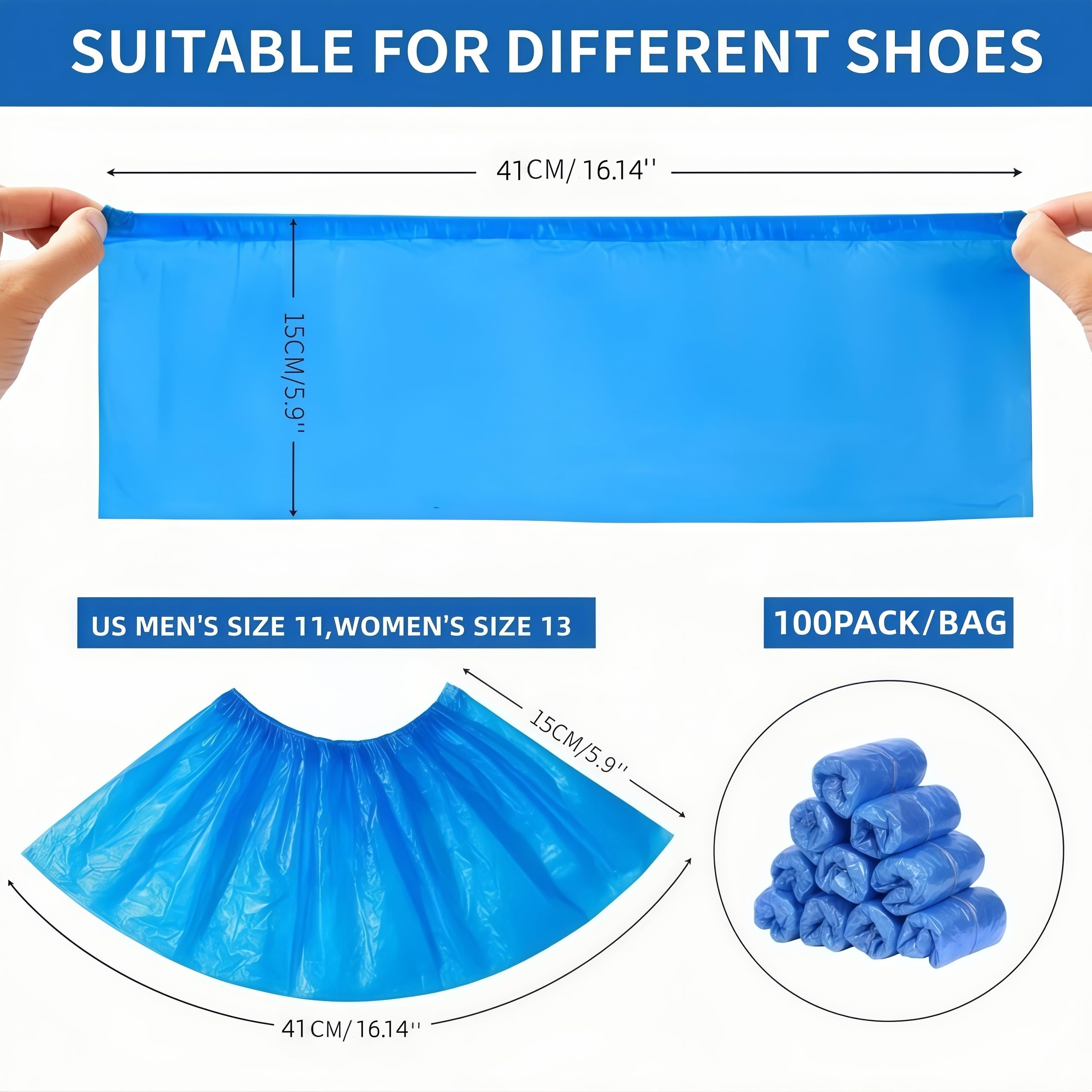 Copriscarpe usa e getta blu extra large 41 x 15 cm, 400 pezzi (200 paia)