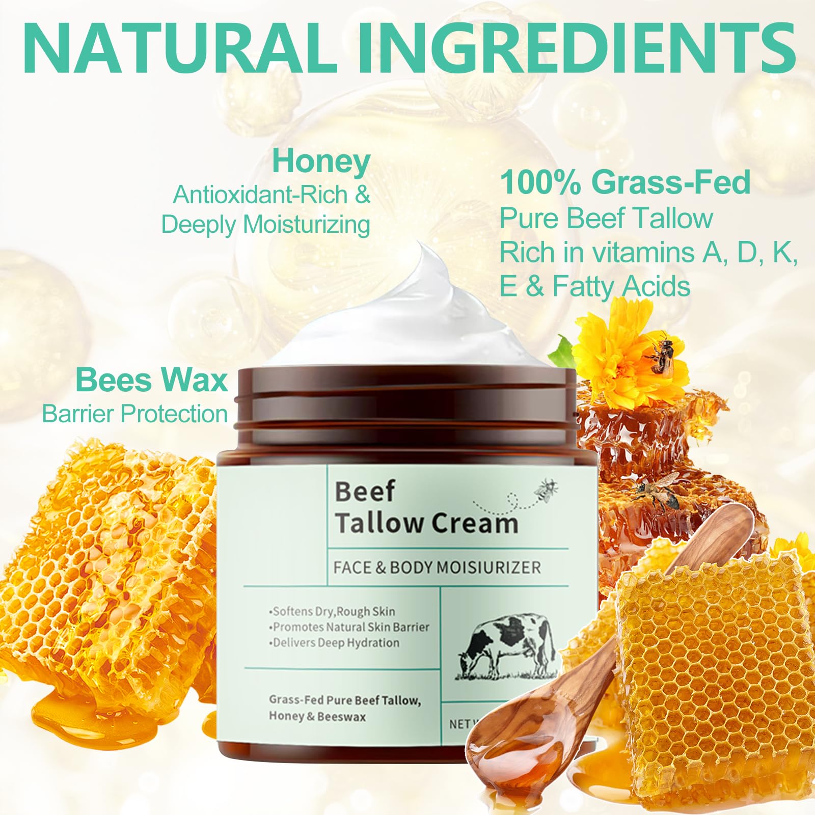 UptVin 2Pcs Beef Tallow for Skin 120g - Image 2