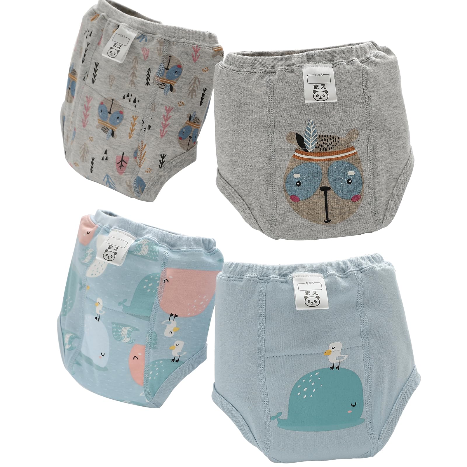 4pcs Baby Washable diaper Toddler Swim Diapers, Reusable Adjustable Washable One Size Fits Boy & Girl Gifts and Swimming Lessons (Bear+Whale, 110)