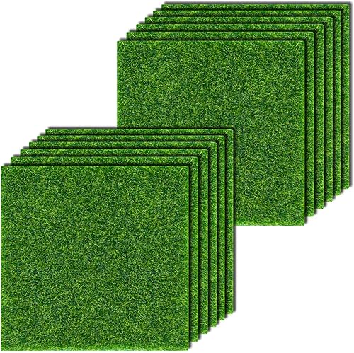 KISEER Paquete de 12 césped de jardín de hadas de 6 x 6 pulgadas, césped artificial en miniatura para decoración de casa de muñecas, decoración de