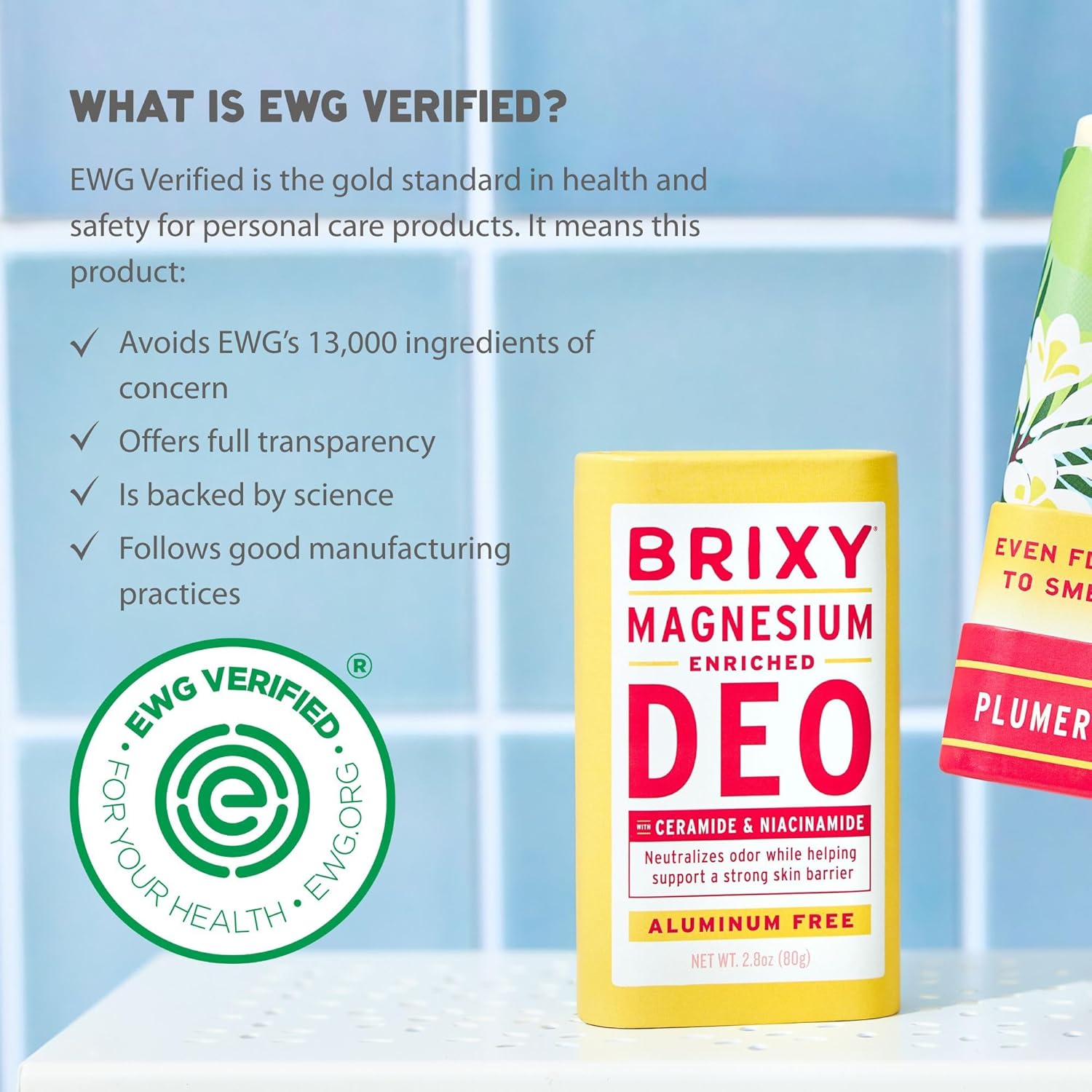 BRIXY Magnesium Deodorant, Ceramide & Niacinamide, Aluminum Free, Baking Soda Free, Plastic Free Packaging, Vegan and Certified Cruelty Free, Patent Pending - Image 5