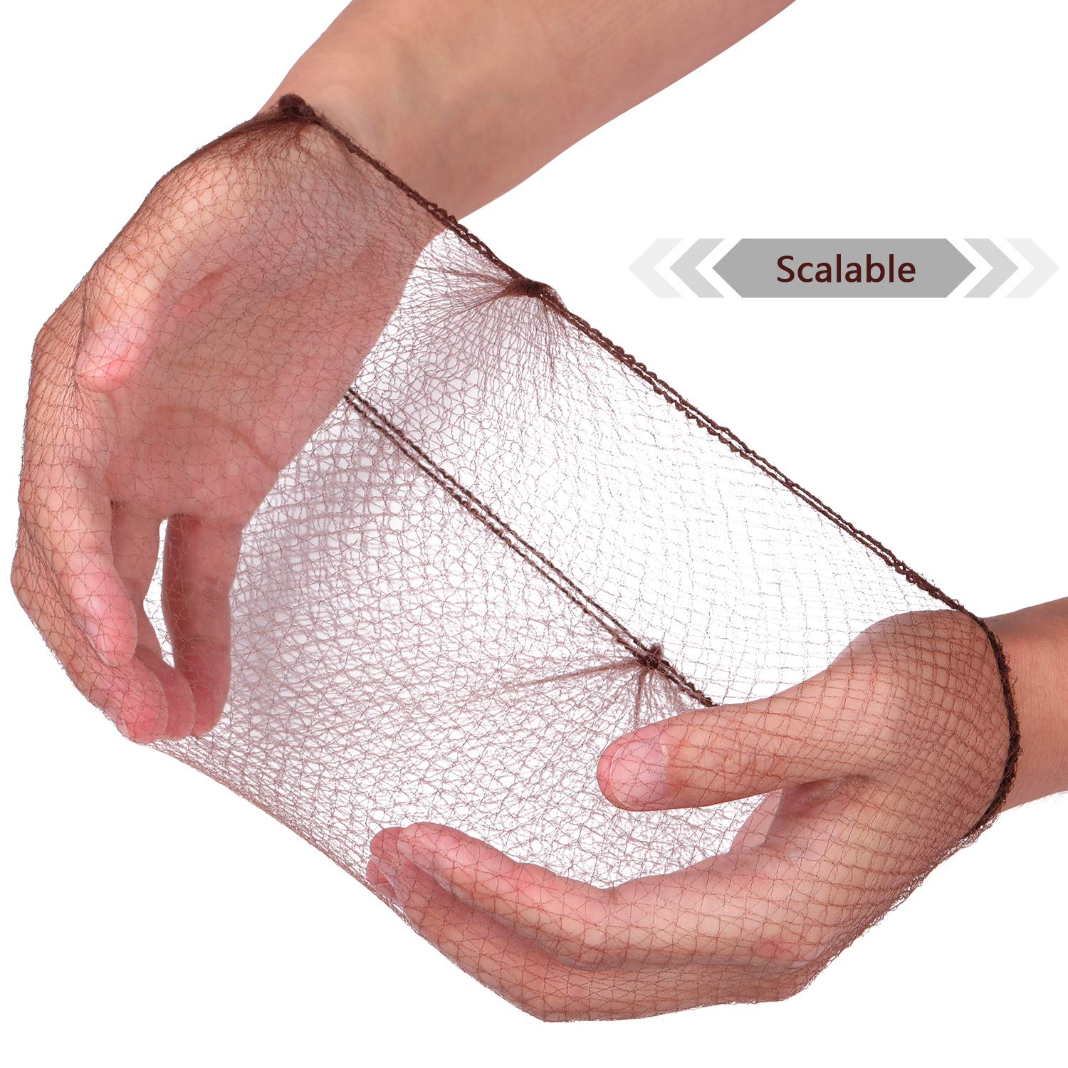 Shappy 200 Paquets Filets à Cheveux Maille Invisible de Bord Élastique, Léger, Régulier 20 Pouces avec Ouverture de 1/4 Pouce, Filet Invisible en Nylon Brun pour Homme, Femme et Mixte