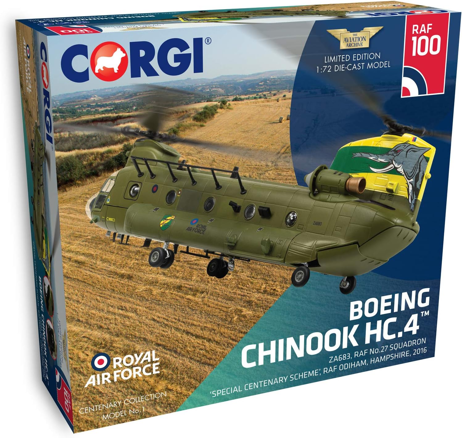 Corgi Aa34214 Chinook 27 Squadron Za683 2016 100 Years of the Raf Die-Cast Model