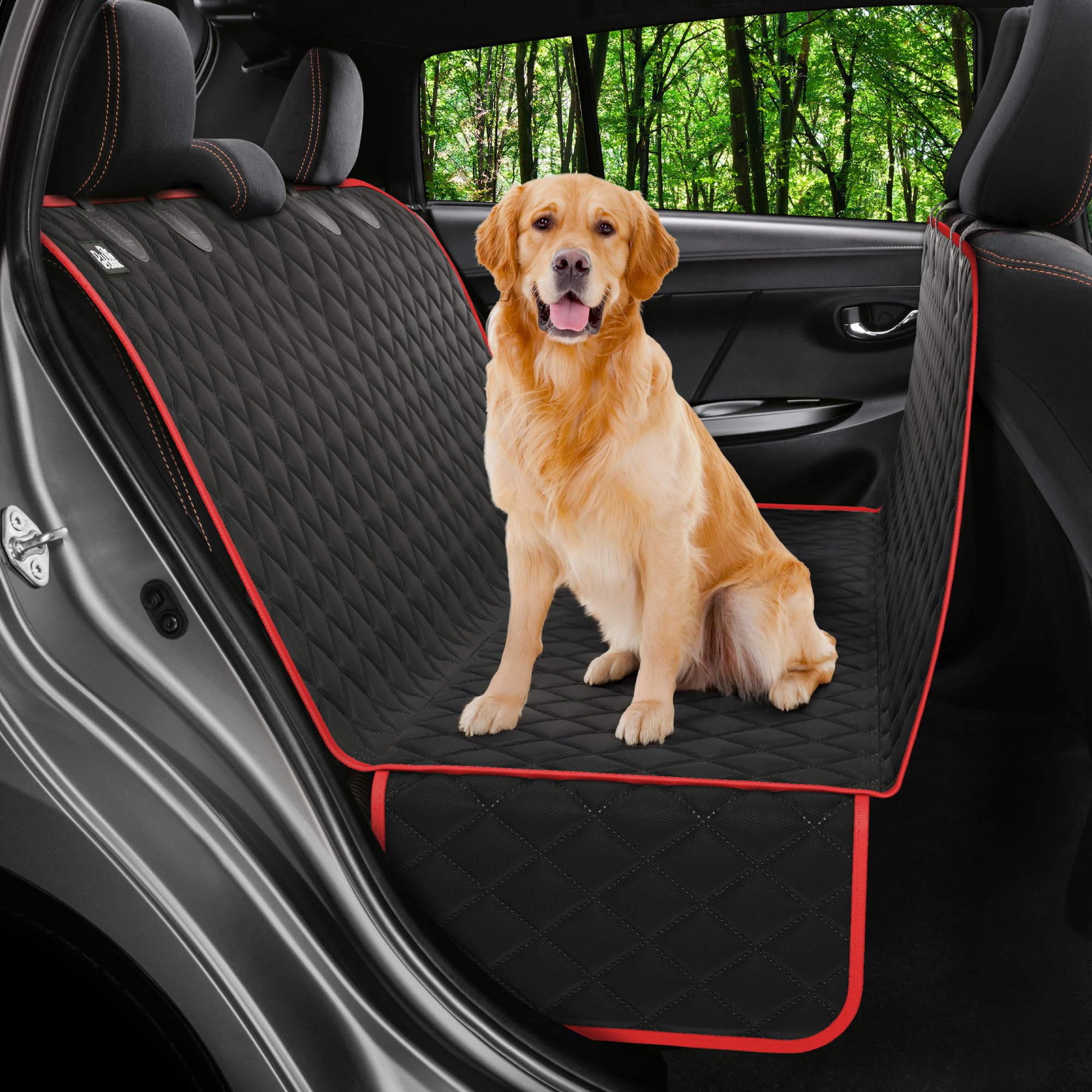 Petloox Dog Car Seat Cover for Back Seat, Waterproof Hammock for Car, SUV & Truck, Non-Slip Backseat Cover for Dogs, Heavy-Duty Dog Hammock Style Seat Protector Pets, Easy to Install & Clean