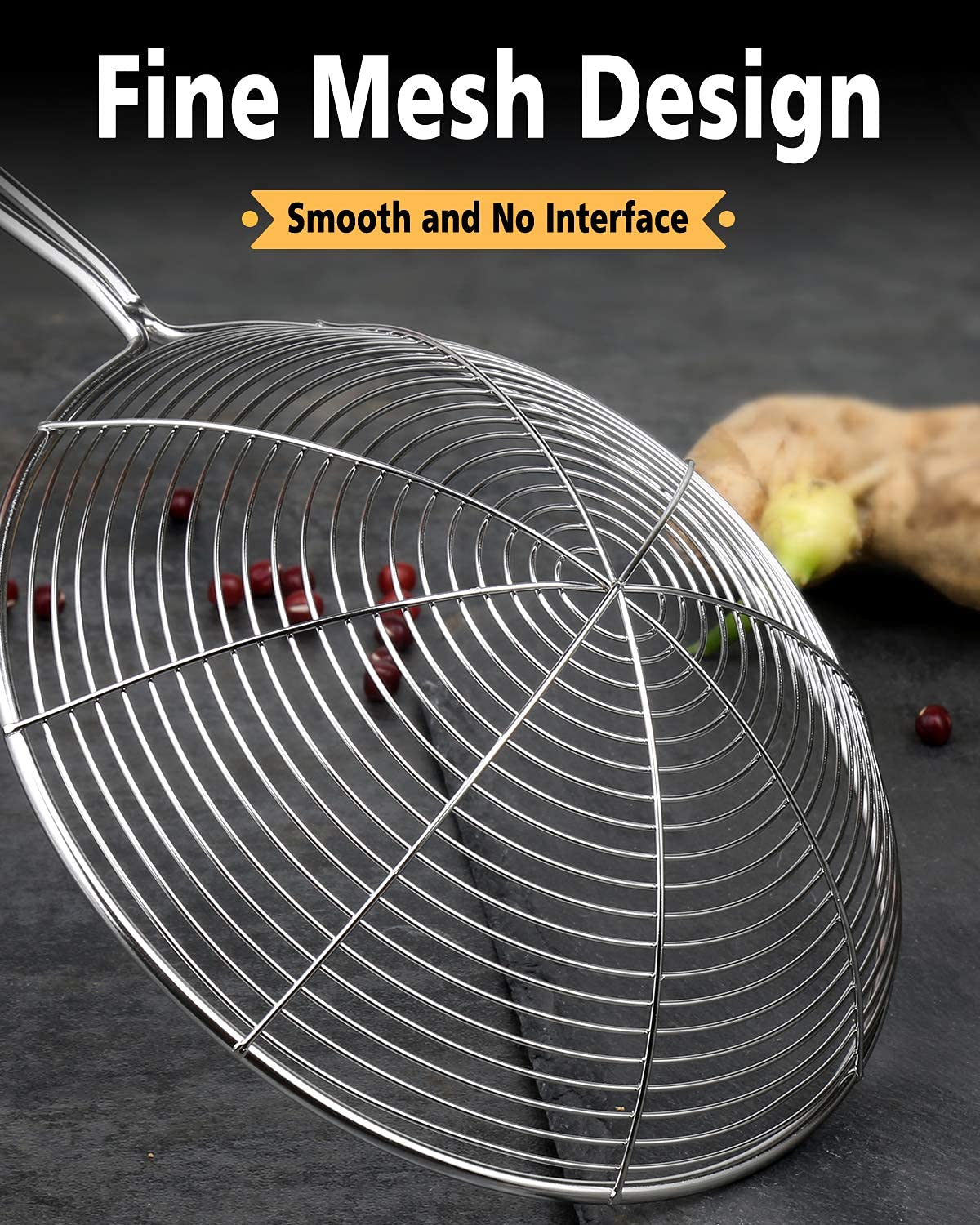 Konquer TimeS Deep Fry Mesh Jhara/Puri Strainer - Set of 3 Pcs (Silver), 15L x 15W x 10H cm 1