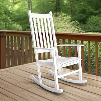 White Porch Rocker/Rocking Chair Acacia Wood