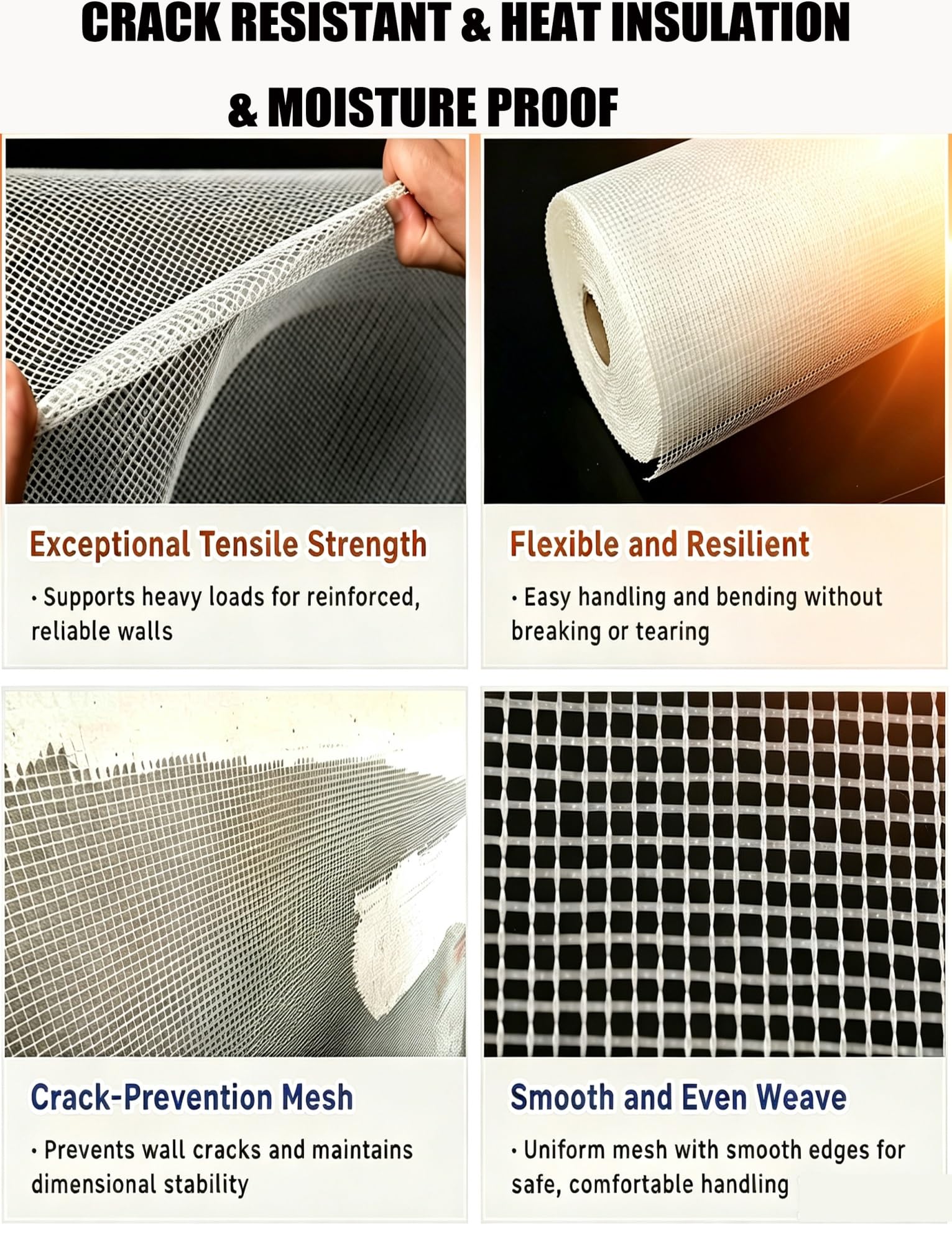 Rete Fibra di Vetro per Intonaco e Cemento, Resistente agli Alcali | Armatura per Pareti Interne ed Esterne, Rasatura e Ripristino, ad alta resistenza(Hole0.7cm-80g/m²-L30meters)