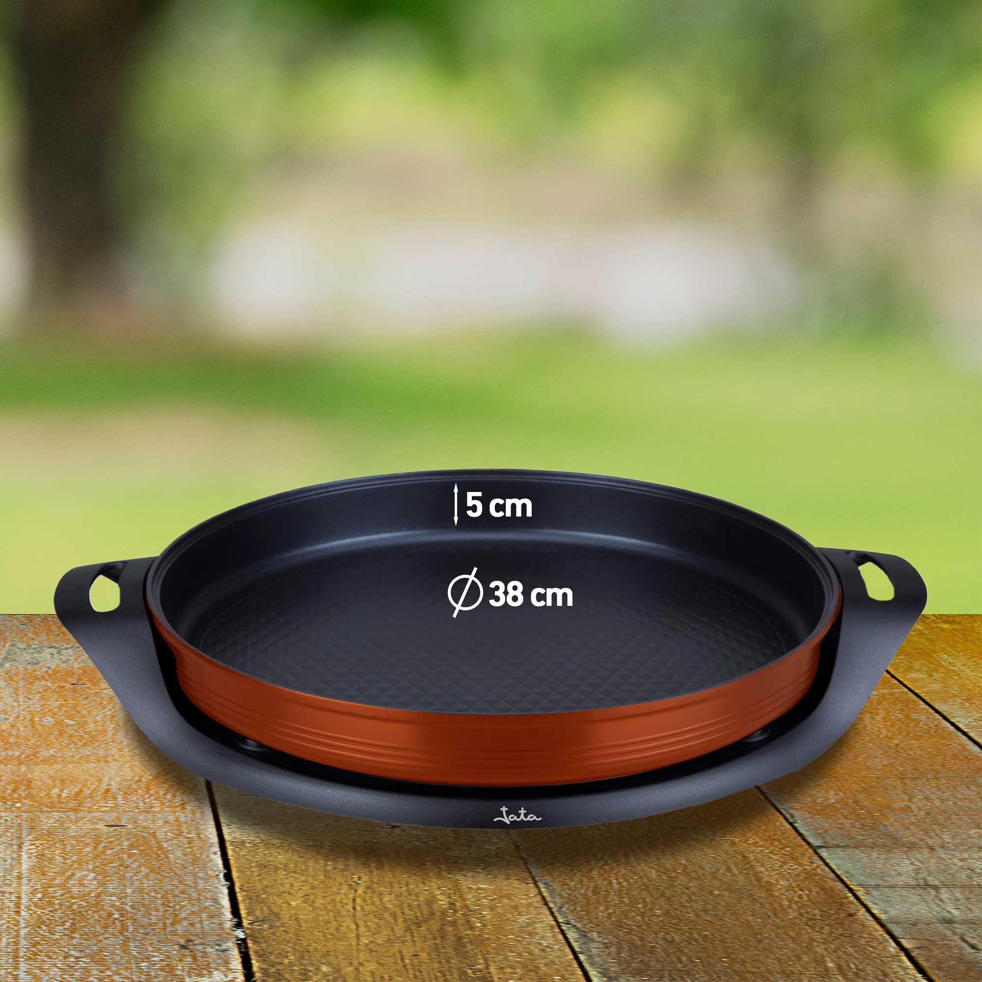 Jata JEPE1639 Poêle à paella électrique anti-adhésive de 38 cm de diamètre et 5 cm de profondeur Chaleur uniforme sur toute la surface 2000 W