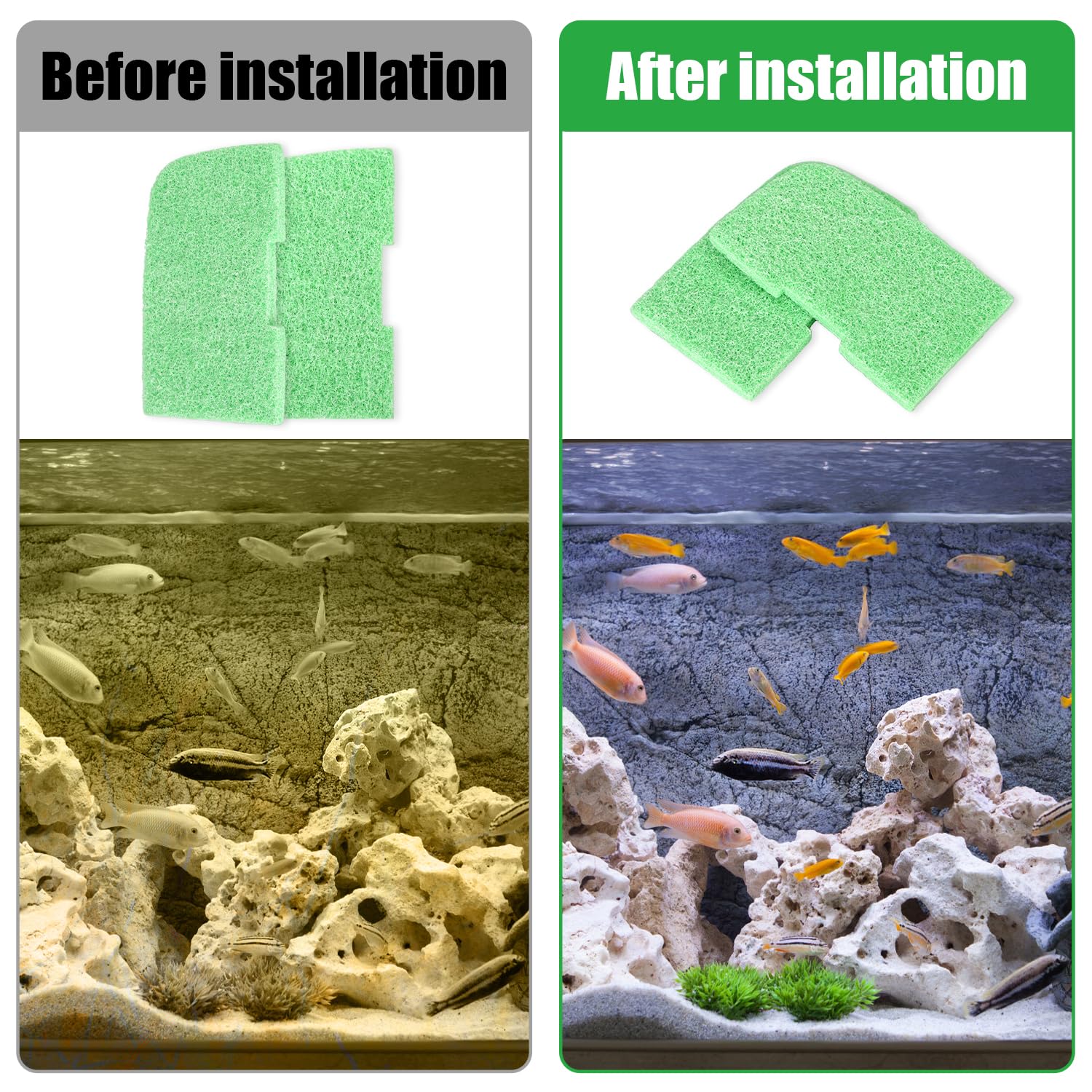 Gosknor 20 Piezas Almohadillas Removedoras de Fosfatos, Almohadilla Filtro de reemplazo para Medio Canister Filtros Acuario para Fluval 306/307/406/407 (Verde)