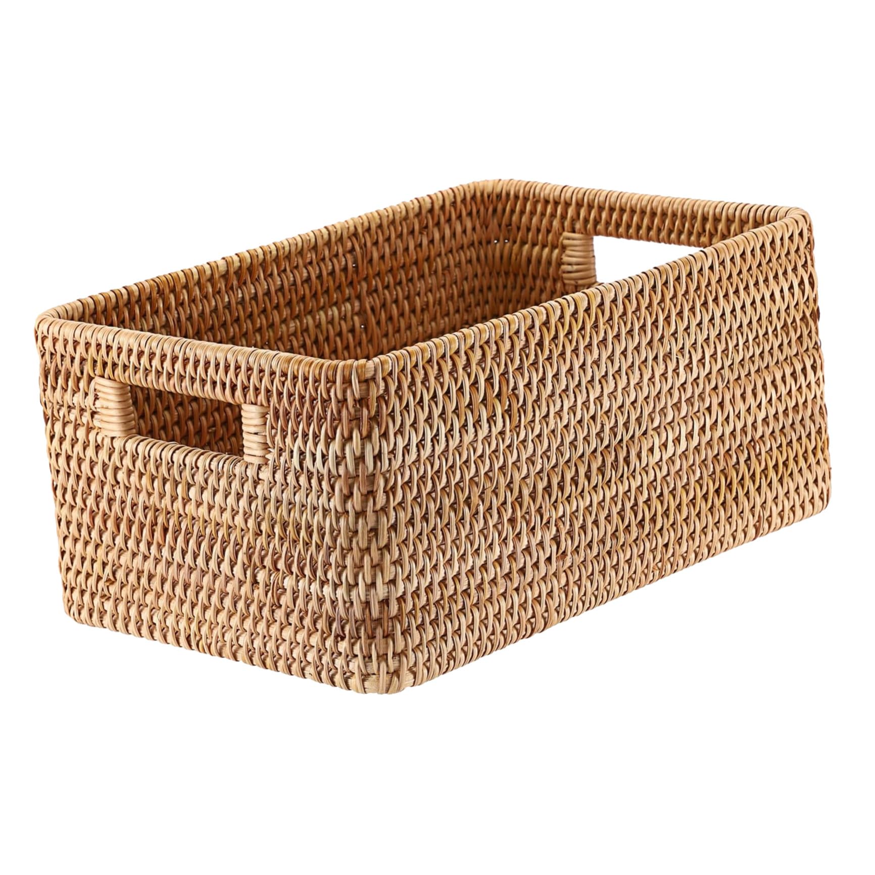 Beaupretty Caja de Almacenamiento y Textura Natural de Ratán Tejido a Mano con Asas Integradas , Ligera y Transpirable en Estilo Nórdico Adecuado para Estantes y Cocina