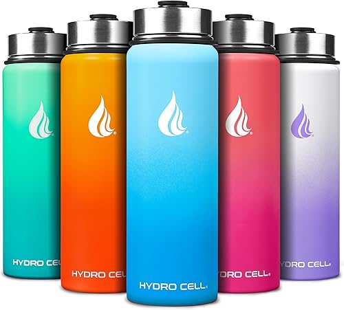 Miniatura 130 de HYDRO CELL Botella de agua aislada de acero inoxidable con pajilla, para bebidas frías y calientes, frasco de vacío de metal con tapa de rosca y