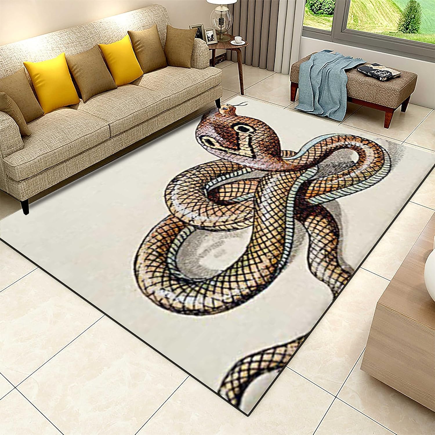 Tapis de salon 3D grand format 180x280 lavable et tapis de sol antidérapant motif animal moderne