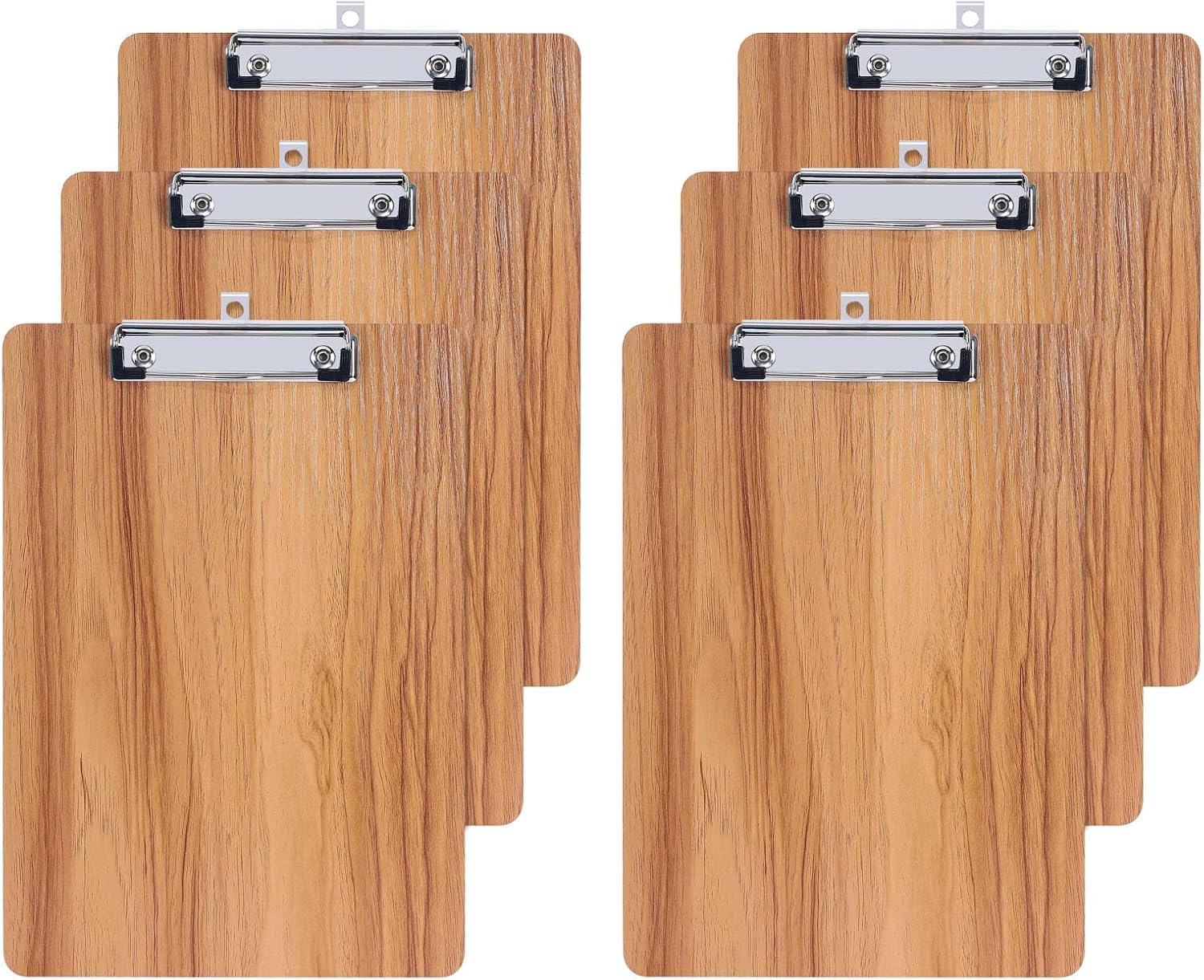 GUOKOFF Wooden Clipboard, 6 Pack A5 Clipboard, 6 x 9 Inch Memo Clipboards, Small