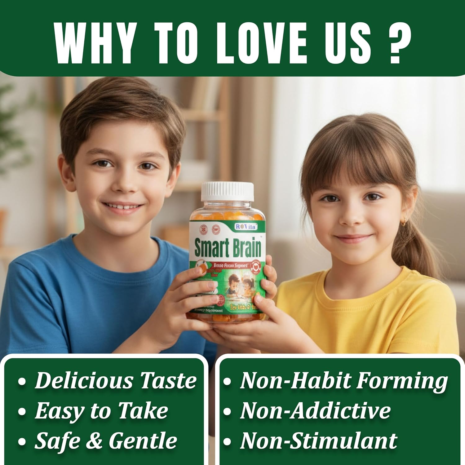 Smart Brain Omega 3 for Kids Gummies with DHA – Focus Gummies for Kids & Teens Kids Gummy Vitamins – Brain Support Teen Omega 3 Supplement – Learning & Mental Clarity Support– 60 Gummies - Image 5