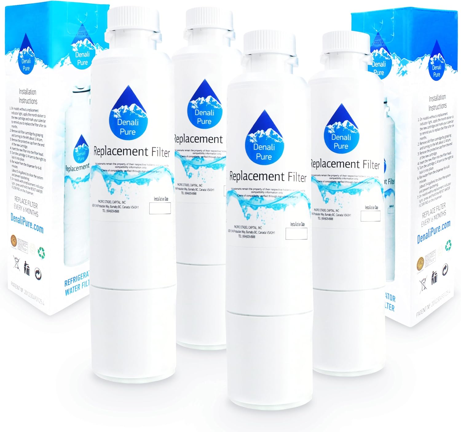 4-Pack Replacement for Samsung RS263TDBP Refrigerator Water Filter - Compatible with Samsung DA29-00020B, DA29-00020A, HAF-CIN Fridge Water Filter Cartridge
