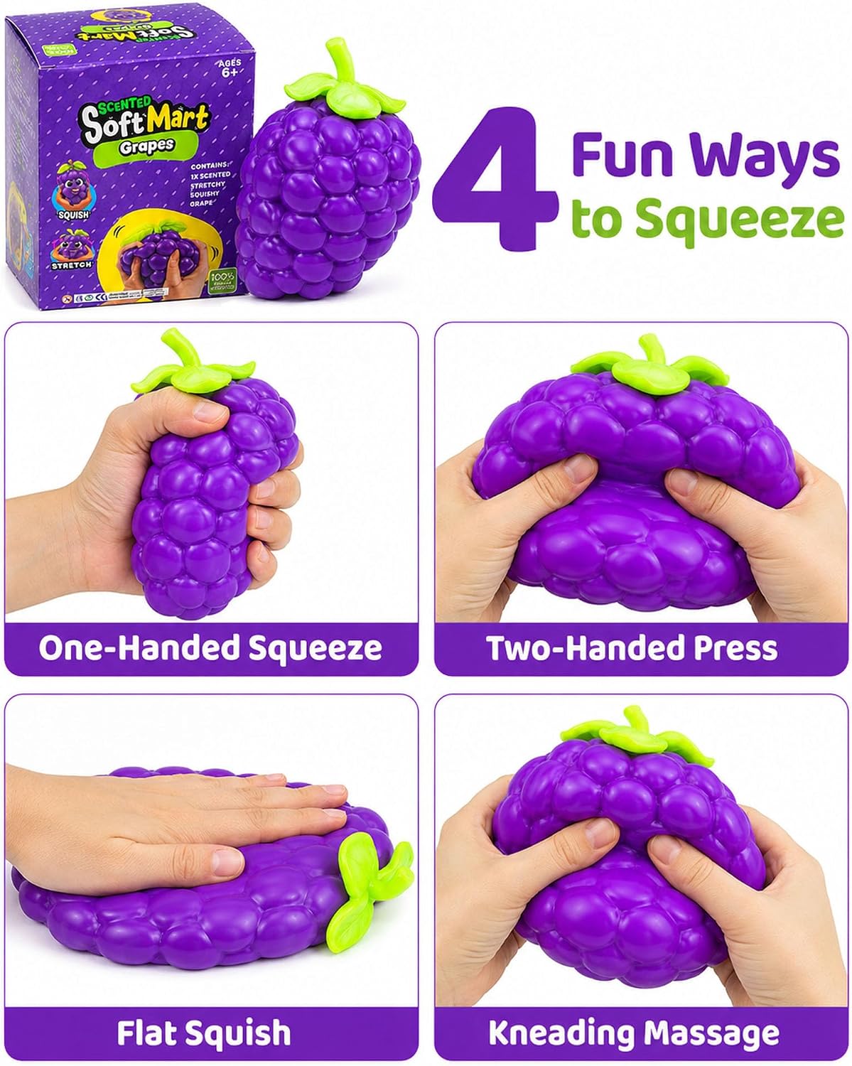 Giant Grape Squishy Toy,Slow Rebound Stress Toy Premium Gift Box Pack image 5