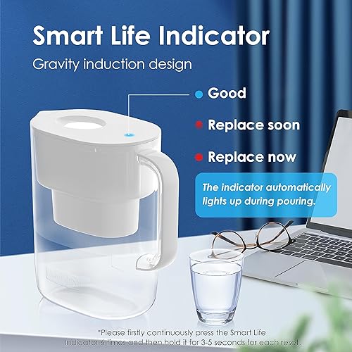 Miniatura 52 de Waterdrop - Jarra con filtro de agua para 10 tazas, incluye 1 filtro Celeste