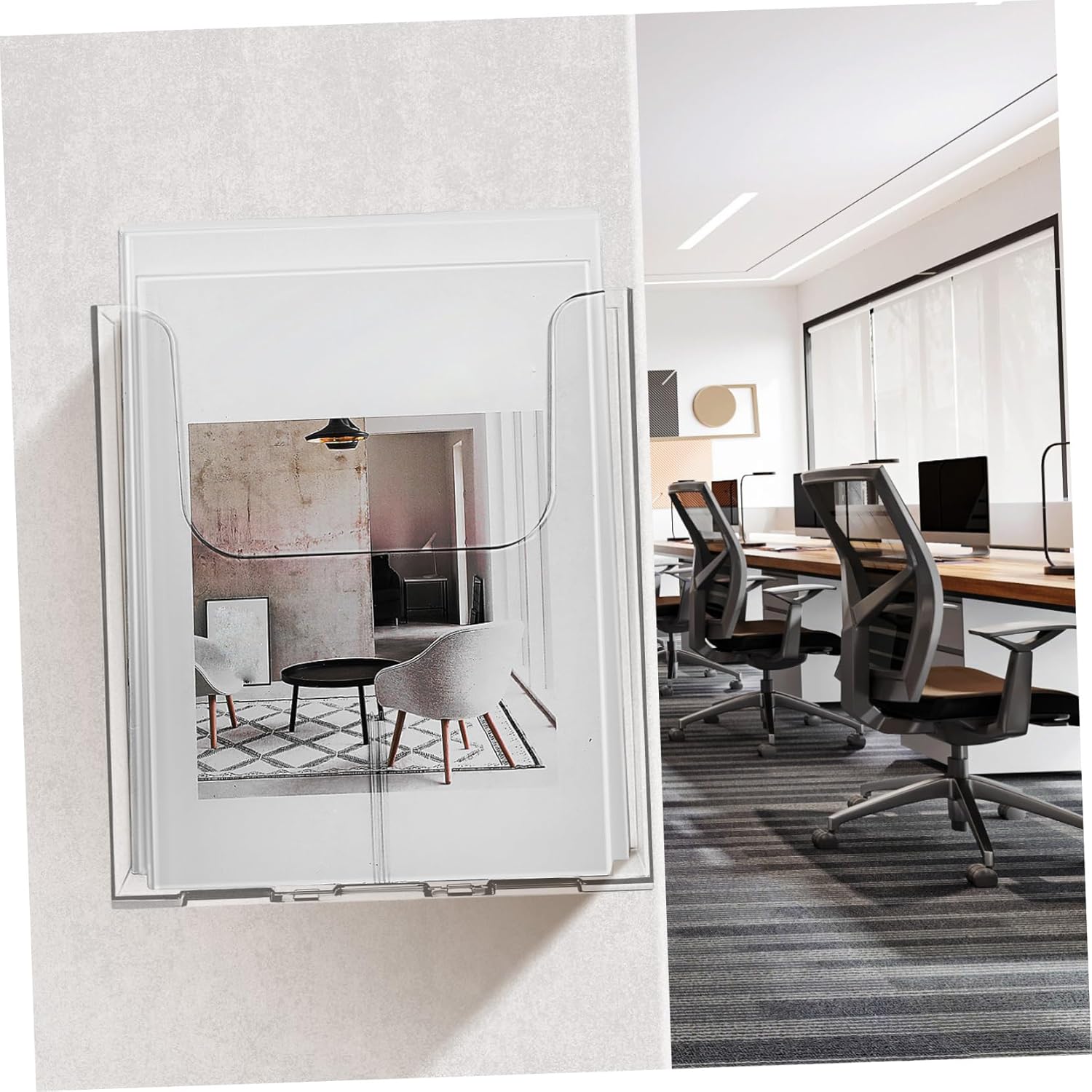 4-Pack A4 Acrylic Wall Mount Brochure Holder Document Display Stand for Office and School Vertical Magazine File Holder Wall Organizer for Pamphlets and Flyers