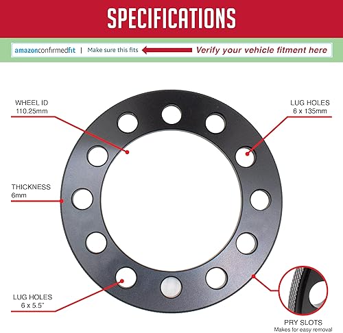 Miniatura 10 de Wheel Accessories Parts Juego de 4 espaciadores de rueda de 0.472in, 4.331in, 0.236 x 5.315in, 0.236 x 5.500in de grosor, se adapta a Chevy GM, Ford