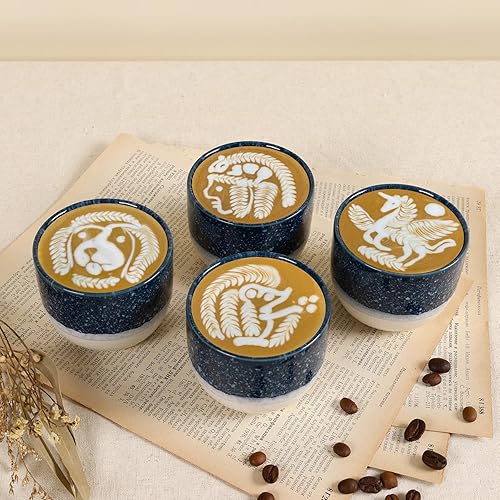 Vista 44 de Juego de tazas de café de cerámica, tazas de café One Shot, tazas de café pequeñas de doble pared Demitasse para expreso, juego de tazas de café