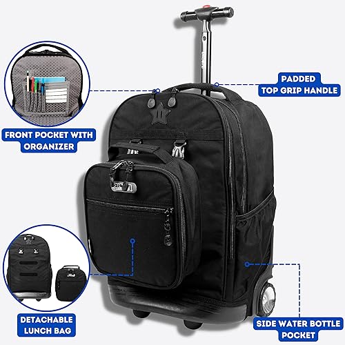 Miniatura 2 de J World New York Juego de mochila con ruedas para niños con lonchera, Negro, talla única , Duo Kids - Mochila con ruedas y lonchera