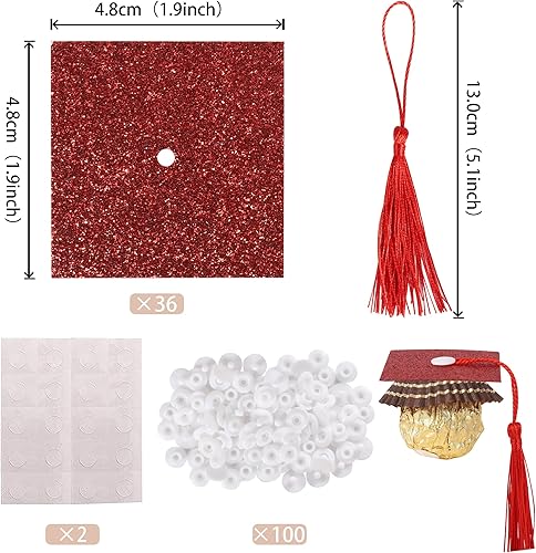 Miniatura 2 de Rsstarxi Paquete de 36 adornos para cupcakes de graduación 2023 con borlas adhesivas, puntos adhesivos, decoraciones de chocolate para la clase de