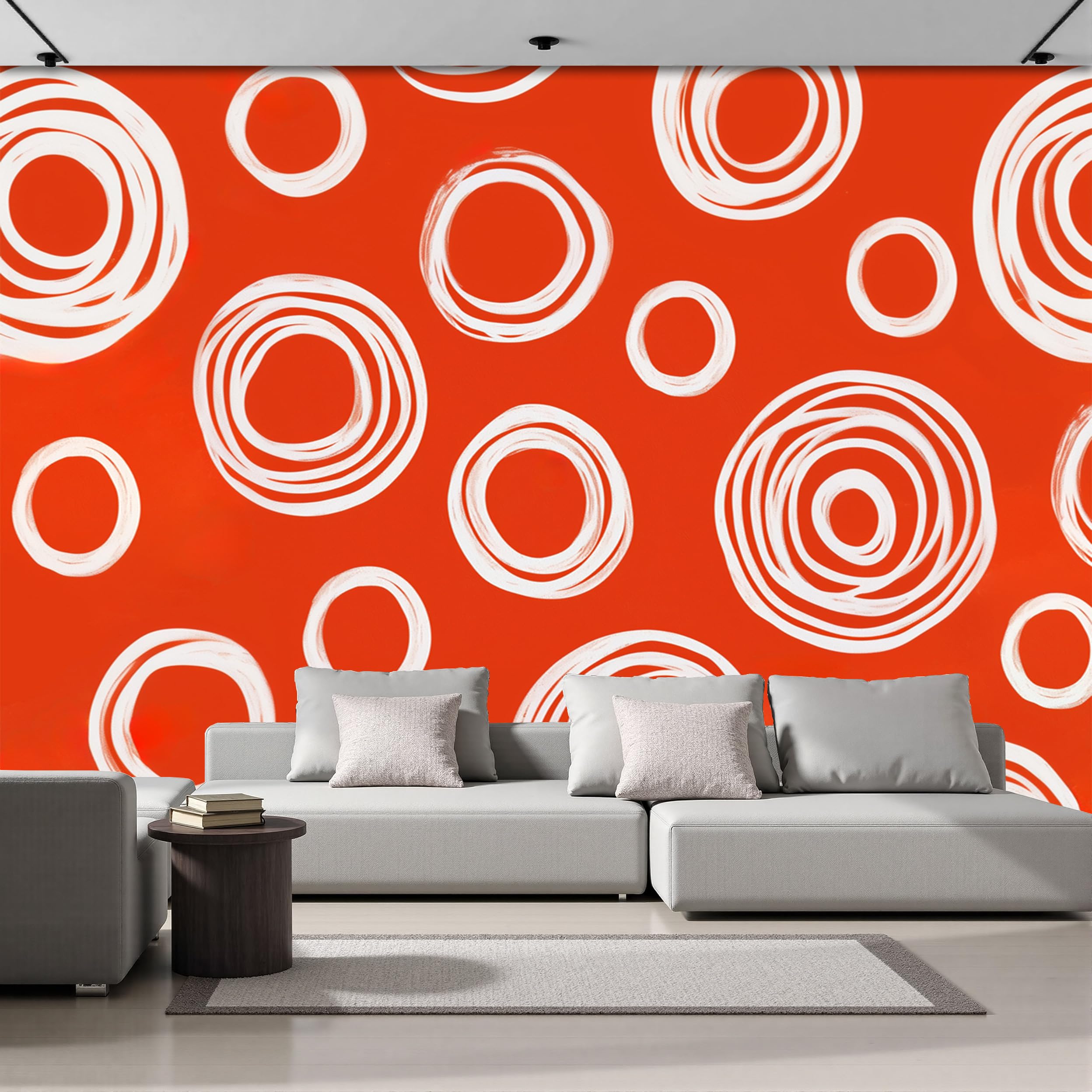 Papier peint panoramique cercles de graffitis 3D 250x175cm pour salon moderne