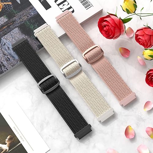Miniatura 4 de BeautyFurlife Paquete de 3 correas de reloj elásticas trenzadas de 0.78 pulgadas compatibles con Galaxy Watch 654 de 1.575 pulgadas, 1.732 pulgadas,