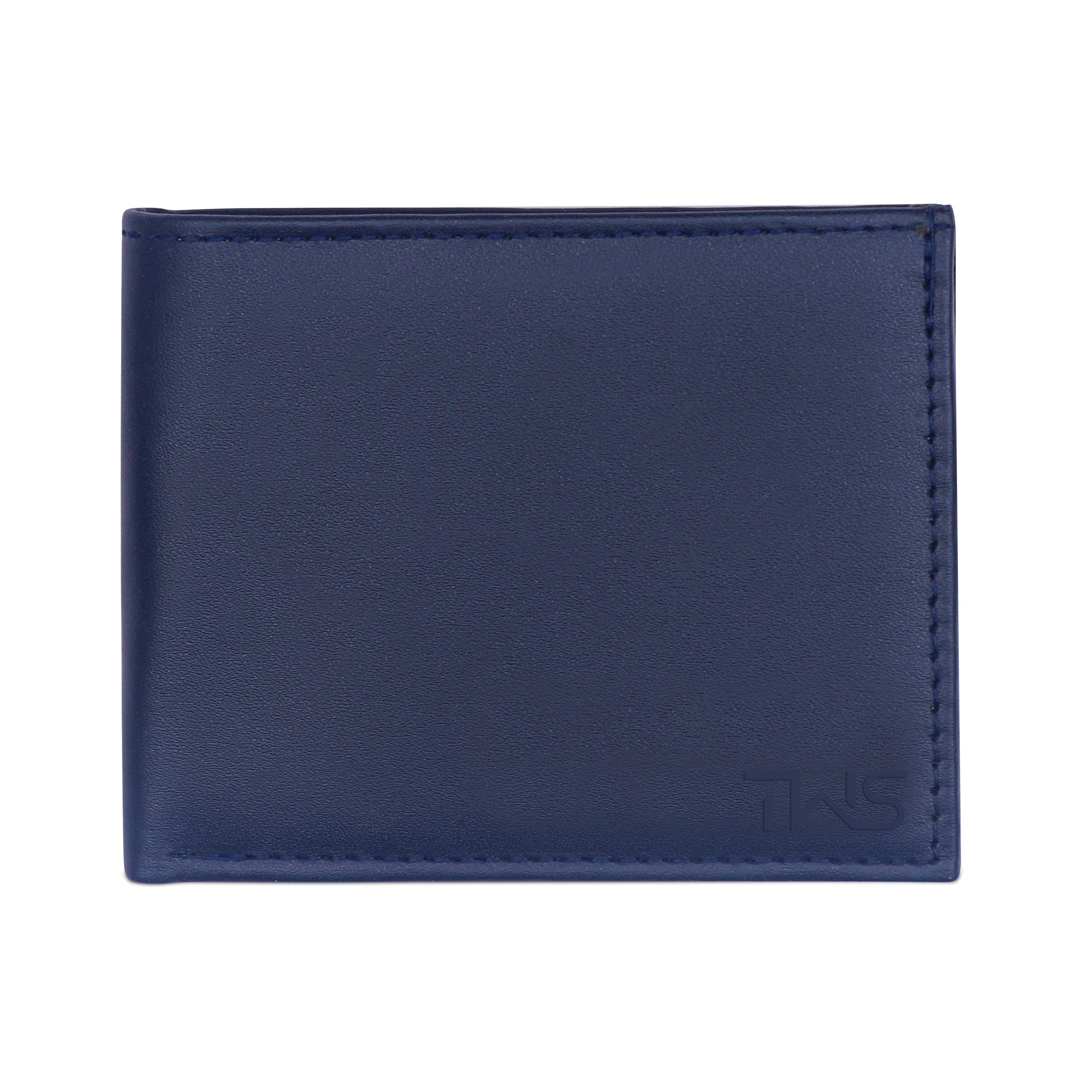The Wallet Store Solid Leather Wallet For Men - Blue